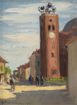 Paesaggio con campanile